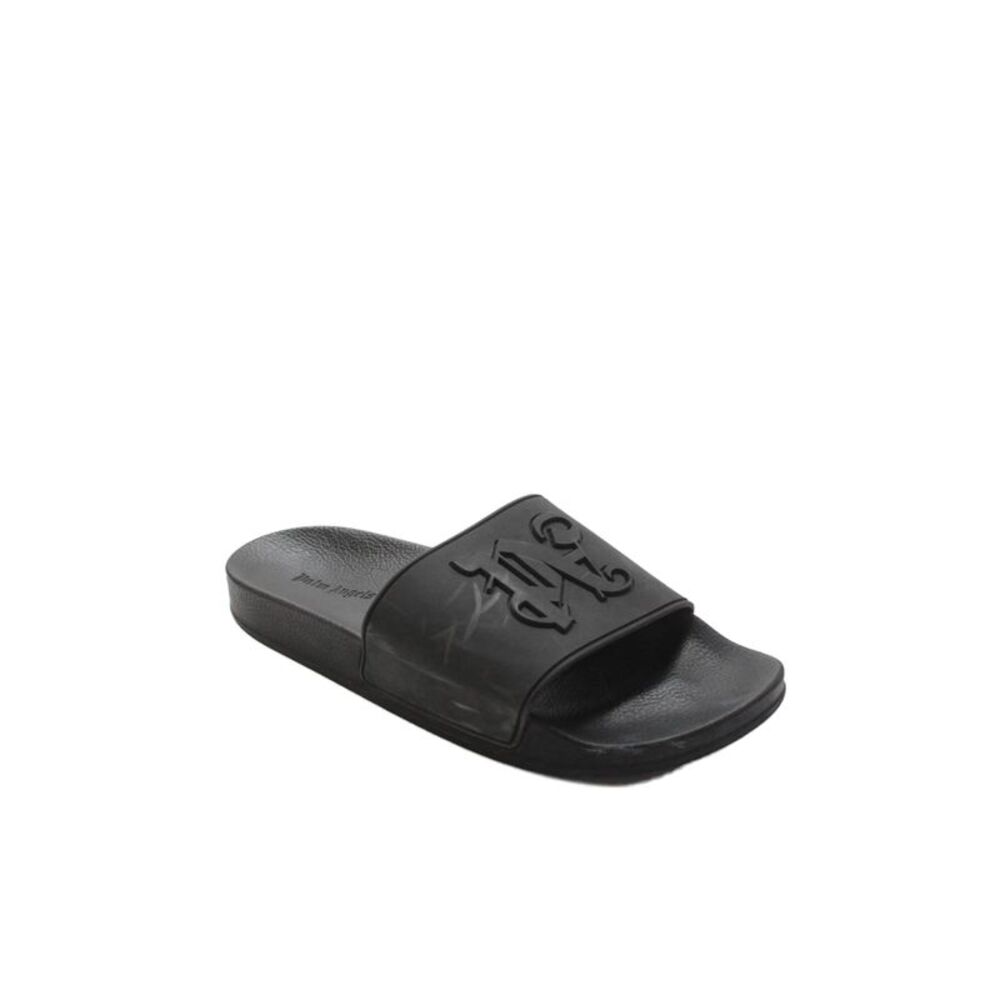 Palm Angels Womens Logo Strap Rubber Slide Sandals Black Size 41